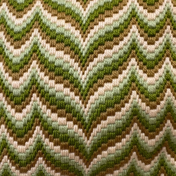 Mid Century Handmade Square Geometric Needlepoint Embroidery Accent Pillow - Picture 3 of 7